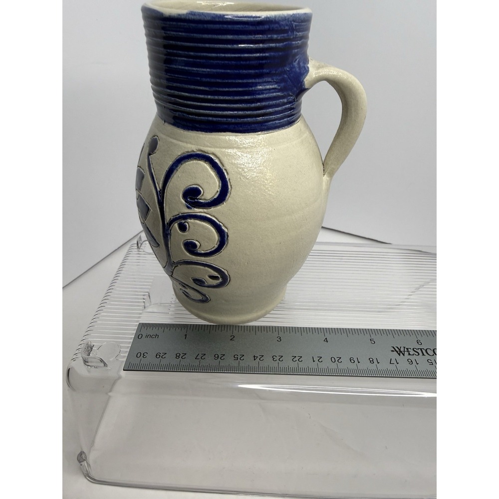 Williamsburg Pottery Cobalt Blue Hand- Thrown Pitcher - Picture 7 of 11